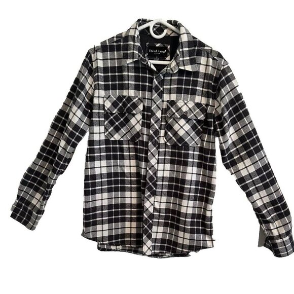 Jared Lang Men's Flannel Stretch Button Work Shirt Gray/White Plaid • Medium - Picture 2 of 9